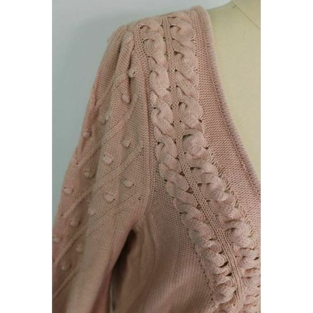 BCBG Crop Bishop Sleeve Sweater sz L in Bare Pink - Picture 8 of 9